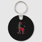 Buffalo Plaid Family Matching Giraffe Christmas Pa Sleutelhanger (Voorkant)