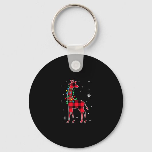 Buffalo Plaid Family Matching Giraffe Christmas Pa Sleutelhanger (Voorkant)