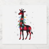Buffalo Plaid Family Matching Giraffe Christmas Pa Sparkling Wijnetiket (Enkel label)