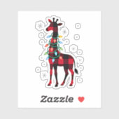 Buffalo Plaid Family Matching Giraffe Christmas Pa Sticker (Vel)