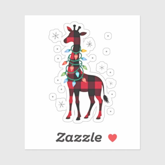 Buffalo Plaid Family Matching Giraffe Christmas Pa Sticker (Vel)