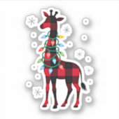 Buffalo Plaid Family Matching Giraffe Christmas Pa Sticker (Voorkant)