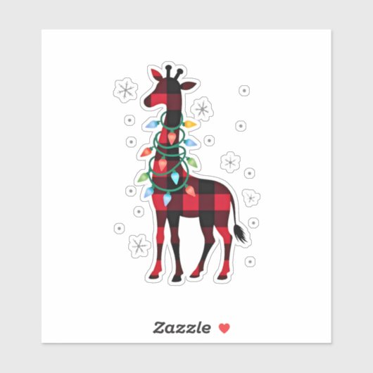 Buffalo Plaid Family Matching Giraffe Christmas Pa Sticker (Vel)