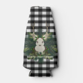 Buffalo Plaid Feestelijke Rendier Kerstvakantie Flesjeskoeler (Voorkant)