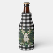 Buffalo Plaid Feestelijke Rendier Kerstvakantie Flesjeskoeler (Fles Voorkant)