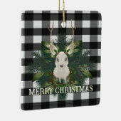 Buffalo Plaid Feestelijke Rendier Kerstvakantie Keramisch Ornament (Rechts)
