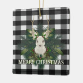 Buffalo Plaid Feestelijke Rendier Kerstvakantie Keramisch Ornament (Links)