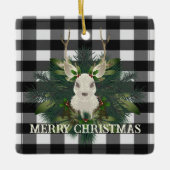 Buffalo Plaid Feestelijke Rendier Kerstvakantie Keramisch Ornament (Voorkant)