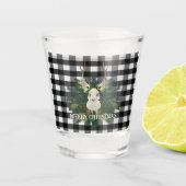 Buffalo Plaid Feestelijke Rendier Kerstvakantie Shot Glas (Voorkant)