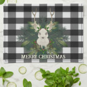Buffalo Plaid Feestelijke Rendier Kerstvakantie Theedoek (Gevouwen)