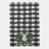 Buffalo Plaid Feestelijke Rendier Kerstvakantie Theedoek (Verticaal)