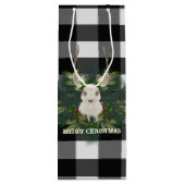 Buffalo Plaid Feestelijke Rendier Kerstvakantie Wijn Cadeautas (Achterkant)