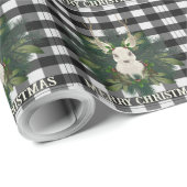 Buffalo Plaid Feestelijke Rendieren Kerstmis Cadeaupapier (Rol Hoek)