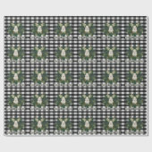 Buffalo Plaid Feestelijke Rendieren Kerstmis Cadeaupapier (Vlak)