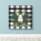 Buffalo Plaid Feestelijke Rendieren Kerstmis Canvas Afdruk (Insitu (Houten vloer))