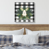 Buffalo Plaid Feestelijke Rendieren Kerstmis Canvas Afdruk (Insitu (Slaapkamer))
