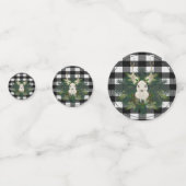 Buffalo Plaid Feestelijke Rendieren Kerstmis Confetti (Achterkanten)