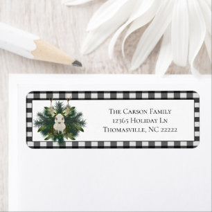 Buffalo Plaid Feestelijke Rendieren Kerstmis Etiket