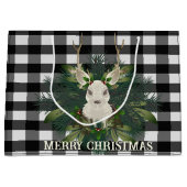 Buffalo Plaid Feestelijke Rendieren Kerstmis Groot Cadeauzakje (Voorkant)
