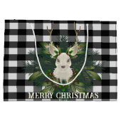 Buffalo Plaid Feestelijke Rendieren Kerstmis Groot Cadeauzakje (Achterkant)