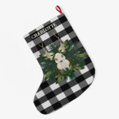 Buffalo Plaid Feestelijke Rendieren Kerstmis Grote Kerstsok (Achterkant (Hangend))