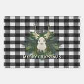 Buffalo Plaid Feestelijke Rendieren Kerstmis Inpakpapier Vel (Voorkant)