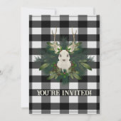 Buffalo Plaid Feestelijke Rendieren Kerstmis Kaart (Voorkant)