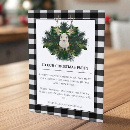 Buffalo Plaid Feestelijke Rendieren Kerstmis Kaart