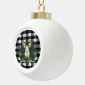 Buffalo Plaid Feestelijke Rendieren Kerstmis Keramische Bal Ornament (Rechts)