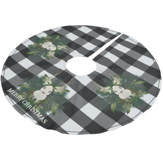 Buffalo Plaid Feestelijke Rendieren Kerstmis Kerstboom Rok (Gekanteld)