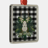 Buffalo Plaid Feestelijke Rendieren Kerstmis Metalen Ornament (Rechts)