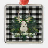 Buffalo Plaid Feestelijke Rendieren Kerstmis Metalen Ornament (Voorkant)