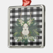 Buffalo Plaid Feestelijke Rendieren Kerstmis Metalen Ornament (Links)