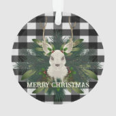Buffalo Plaid Feestelijke Rendieren Kerstmis Ornament (achterkant)