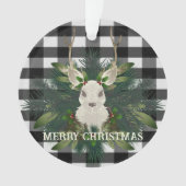 Buffalo Plaid Feestelijke Rendieren Kerstmis Ornament (voorkant)