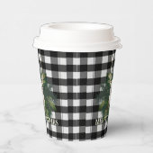 Buffalo Plaid Feestelijke Rendieren Kerstmis Papieren Bekers (Rechts)