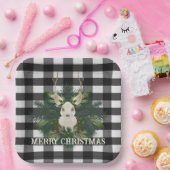 Buffalo Plaid Feestelijke Rendieren Kerstmis Papieren Bordje (Feest)