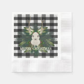 Buffalo Plaid Feestelijke Rendieren Kerstmis Servet (Voorkant)