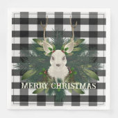 Buffalo Plaid Feestelijke Rendieren Kerstmis Servet (Voorkant)