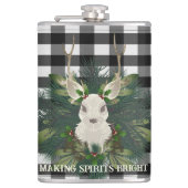 Buffalo Plaid Festieve Rendieren Kerstmis Heupfles (Voorkant)