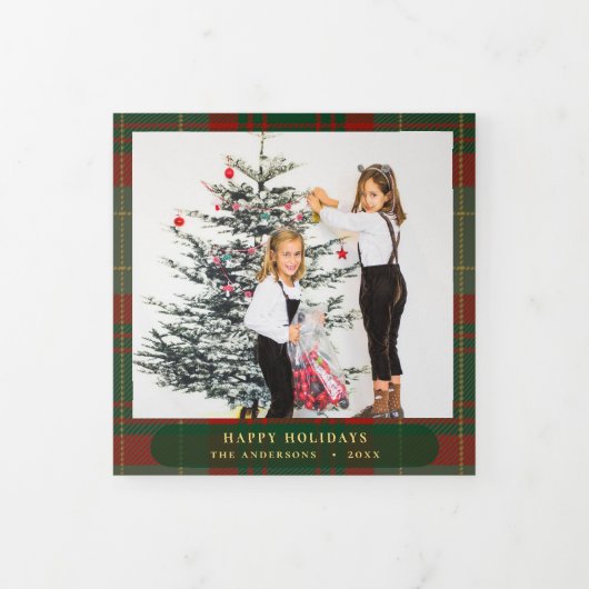 Buffalo Plaid Festive Photos Christmas   Drieluik Wenskaart (Cover)