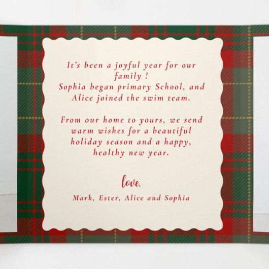Buffalo Plaid Festive Photos Christmas   Drieluik Wenskaart (Binnenkant midden)