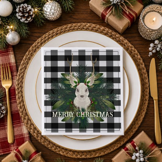 Buffalo Plaid Festive Rendier Kerstmis Servet