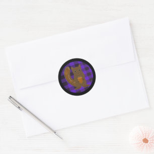 Buffalo Plaid Forest Eekhoorn Paarse Ronde Sticker