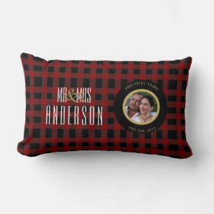Buffalo Plaid FOTO Jubileum ELKE Milestone ROOD Kussen