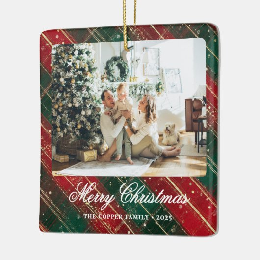  Buffalo Plaid Foto Kerst Keramisch Ornament (Links)