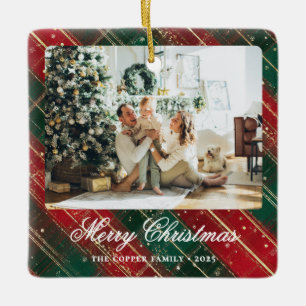 Buffalo Plaid Foto Kerst Keramisch Ornament