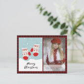Buffalo Plaid Foto Kerstmis Nieuwjaar Folk Art 2 Briefkaart (Staand voorkant)