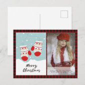 Buffalo Plaid Foto Kerstmis Nieuwjaar Folk Art 2 Briefkaart (Voorkant / Achterkant)