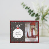 Buffalo Plaid Foto Kerstmis Nieuwjaar Folk Art Ker Briefkaart (Staand voorkant)